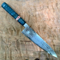 Custom Tsunehisa ZA-18 Damascus Gyuto 210 - Dyed quilted maple