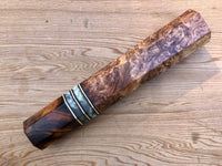 Custom Japanese Knife handle (wa handle) for 240-270mm - Honduran Rosewood Burl and Desert Ironwood Burl
