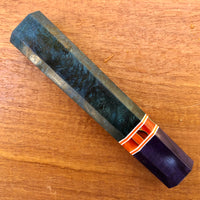 Custom Japanese Knife handle (wa handle) for 240mm - Blue dyed maple burl