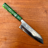 Custom Yu Kurosaki Raijin Cobalt Special Steel Santoku 165mm - Maple burl and vintage poker chips