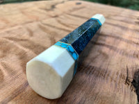 Custom Japanese Knife Handle (Wa Handle) - Inlay Dyed Mango Burl with Turquoise and Faux Ivory