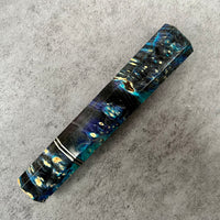 Custom Japanese Knife handle (wa handle) for 240mm - Black and Blue dyed box elder