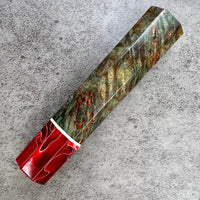 Custom Japanese Knife handle (wa handle) for 165-180mm knife: Maple burl dyed and stabilized