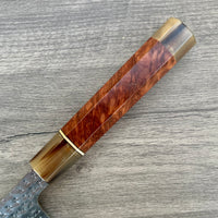 Custom Kurosaki Senko SG2/R2 240mm (10”) Gyuto - Old Profile : Red Mallee and marbled horn