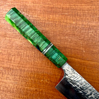 Custom Yu Kurosaki Raijin Cobalt Special Steel Santoku 165mm - Maple burl and vintage poker chips