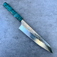 Custom Yu Kurosaki Raijin Gyuto 210 - Dyed quilted maple with turquoise
