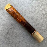 Custom Japanese Knife handle (wa handle) for 240 mm: Desert Ironwood Burl, copper and blonde horn