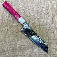 Custom Tsunehisa AUS10 Tsuchime Damascus Bunka 175mm - Cotton candy and pearl