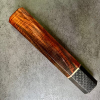 Custom Japanese Knife handle (wa handle) for 240mm - Exceptional quality curly Siamese Rosewood and carbon fiber