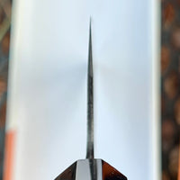 Mutsumi Hinoura Nashiji Stainless clad Shirogami 2 Gyuto 210 mm with burnt chestnut