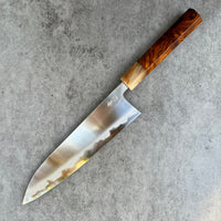 Sugi Fujiwara Myojin 210mm Aogami Super - Desert Ironwood Burl and Marbled Horn