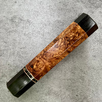 Custom Japanese Knife handle (wa handle) for 165-210 mm - Honduran Rosewood Burl, horn and ebony