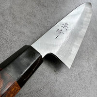 Custom Kagekiyo Yoshikazu Tanaka B1 Damascus 210 mm Gyuto - Birds Eye Desert Ironwood and horn