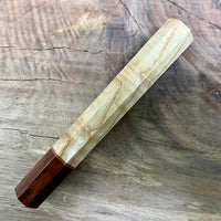 Custom Japanese Knife handle (wa handle) for 240mm - Curly Ash and Honduran Rosewood