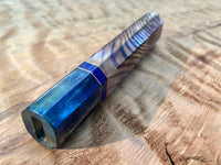 Custom Japanese Knife Handle (Wa Handle) - Curly Ash with Amethyst Inlay and Spalted Maple