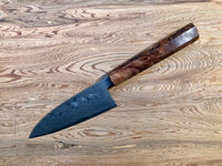 Custom Kajiwara Aogami 2 Damascus Ko Bocho 120 mm - Maple burl