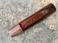 Custom Japanese Knife handle (wa handle) for 240mm - Figured Narra and marbled horn