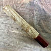 Custom Japanese Knife handle (wa handle) for 240mm - Curly Ash and Honduran Rosewood
