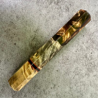 Custom Japanese Knife handle (wa handle) for 165-210 mm - Buckeye burl bronze hybrid