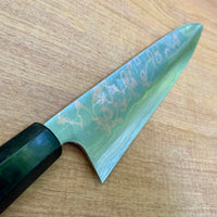 Custom Takeshi Saji Rainbow Ao 2 Damascus 240 Gyuto - Gabon Ebony and horn