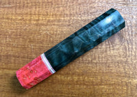 Custom Japanese Knife handle (wa handle) for 165-210mm - Blue dyed quilted maple