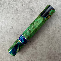 Custom Japanese Knife handle (wa handle) for 165-210mm : Green dyed box elder burl hybrid