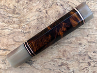 Custom Japanese Knife handle (wa handle) for 240mm - Dark Ironwood burl and blonde