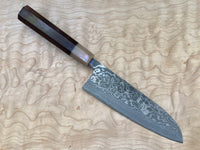Custom Takeshi Saji R2/SG2 Damascus Santoku 180mm - Rosewood and blonde horn