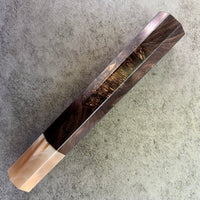 Custom Japanese Knife handle (wa handle) for 165-210mm : African Blackwood burl and marbled horn