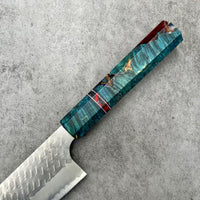 Custom Nigara Hamono SG2 Migaki Tsuchime Gyuto 240 mm - Blue dyed maple burl hybrid