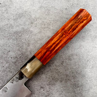 Custom Hunter Valley Blade hand rubbed San Mai 1095 Sujihiki 250mm - Siamese rosewood and horn