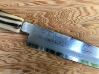 Custom Sasaoka Shirogami Damascus Yanagiba 270mm - cocobolo and horn