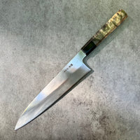 Custom Nakagawa Morihiro B2 Gyuto Wide Bevel 255mm - Buckeye burl and horn