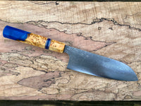 Custom Kobayashi Damascus SG2 Santoku 165mm - Yellow Cedar Hybrid