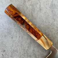 Sugi Fujiwara Myojin 210mm Aogami Super - Desert Ironwood Burl and Marbled Horn