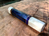 Custom Japanese Knife Handle (Wa Handle) - Inlay Dyed Mango Burl and Faux Ivory