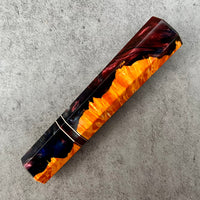 Custom Japanese Knife handle (wa handle) for 165-210mm : Orange dyed box elder burl hybrid
