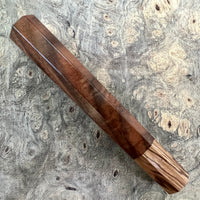 Custom Japanese Knife handle (wa handle) for 240mm - Curly Claro walnut and zebrawood