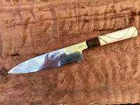 Custom Sukenari Damascus ZPD189 Gyuto 210mm with mammoth tusk