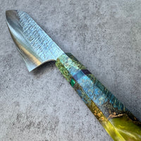 Custom Yu Kurosaki Raijin Cobalt Special Steel Santoku 165mm -Black Ash Burl hybrid
