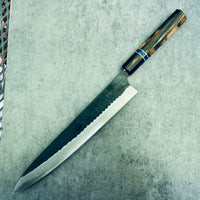 Custom Yamamoto Asai Aogami Super Kurouchi Tsuchime 270 Sujihiki- Mun Ebony