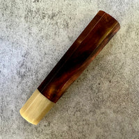 Custom Japanese Knife handle (wa handle) for 165-210mm: Dark ironwood and blonde horn