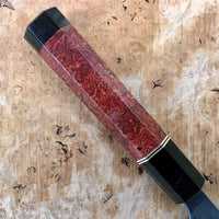 Custom Anryu AS hammered Gyuto 180mm - black ash burl and Macassar ebony