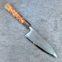Custom Sasaoka Shirogami Damascus Deba 165mm - Thuya burl