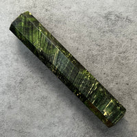 Custom Japanese Knife handle (wa handle) for 240 : Emerald and black dyed box elder