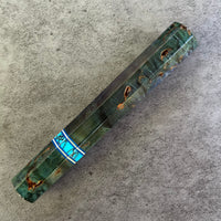 Custom Japanese Knife handle (wa handle) for 240mm - Green dyed masur birch and turquoise