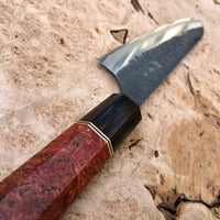 Custom Anryu AS hammered Gyuto 180mm - black ash burl and Macassar ebony