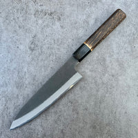 Mutsumi Hinoura Nashiji Stainless clad Shirogami 2 Petty 150mm with burnt chestnut