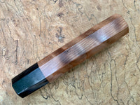 Custom Japanese Knife handle (wa handle) - Curly Redwood and marbled horn