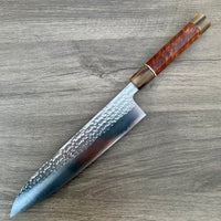Custom Kurosaki Senko SG2/R2 240mm (10”) Gyuto - Old Profile : Red Mallee and marbled horn